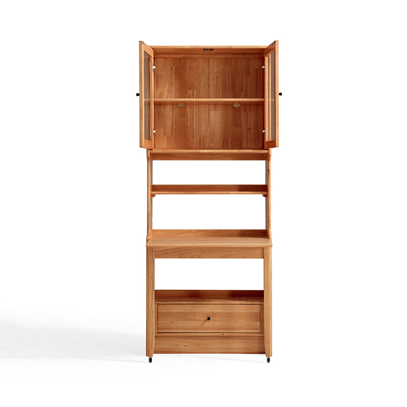 Cynthia Rubberwood Bookcase Set With Drawer/Chair/Single Desk Natural Wood