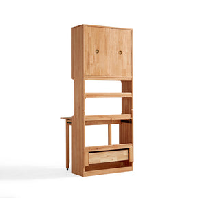 Cynthia Rubberwood Bookcase Set With Drawer/Chair/Single Desk Natural Wood