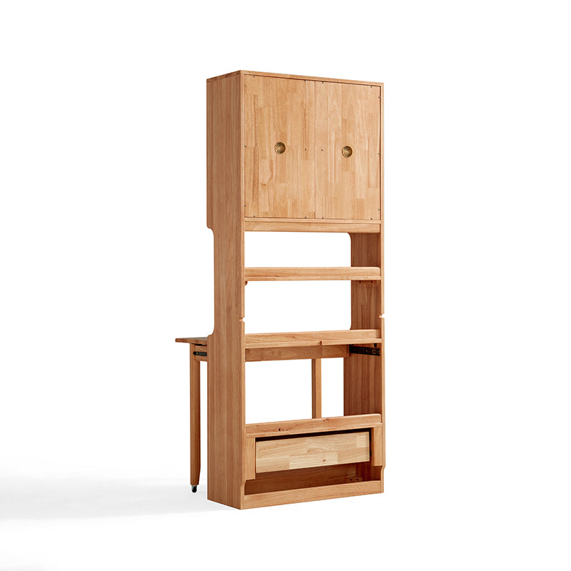 Cynthia Rubberwood Bookcase Set With Drawer/Chair/Single Desk Natural Wood