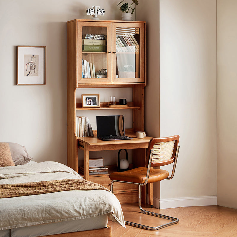 Cynthia Rubberwood Bookcase Set With Drawer/Chair/Single Desk Natural Wood