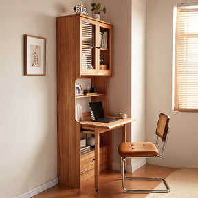 Cynthia Rubberwood Bookcase Set With Drawer/Chair/Single Desk Natural Wood