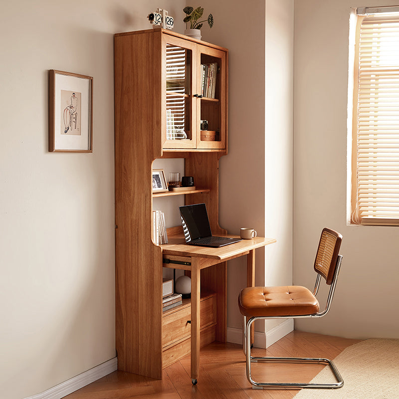 Cynthia Rubberwood Bookcase Set With Drawer/Chair/Single Desk Natural Wood