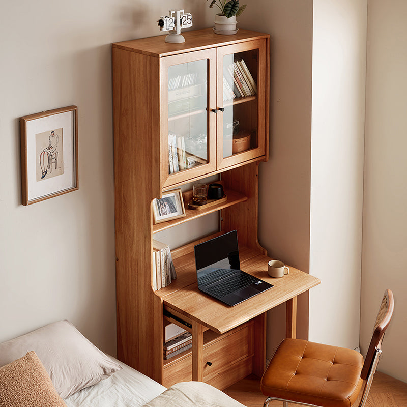 Cynthia Rubberwood Bookcase Set With Drawer/Chair/Single Desk Natural Wood