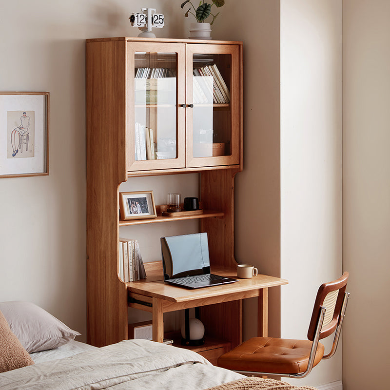 Cynthia Rubberwood Bookcase Set With Drawer/Chair/Single Desk Natural Wood