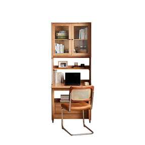 Cynthia Rubberwood Bookcase Set With Drawer/Chair/Single Desk Natural Wood