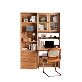 Cynthia Rubberwood Bookcase Set With Drawer/Chair/Single Desk Natural Wood