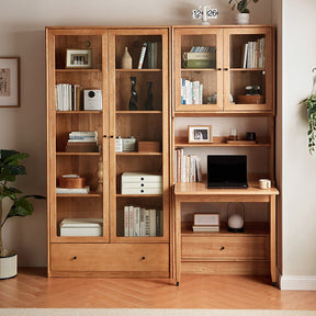 Cynthia Rubberwood Bookcase Set With Drawer/Chair/Single Desk Natural Wood