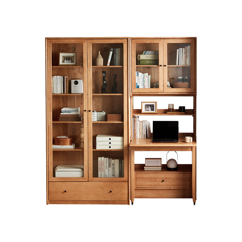 Cynthia Rubberwood Bookcase Set With Drawer/Chair/Single Desk Natural Wood