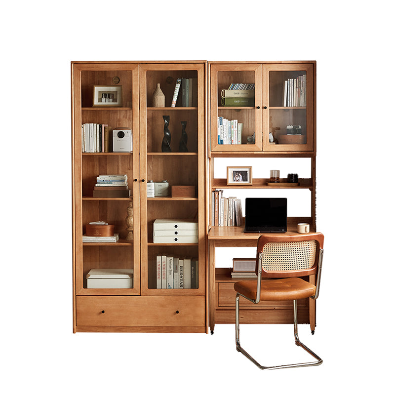 Cynthia Rubberwood Bookcase Set With Drawer/Chair/Single Desk Natural Wood