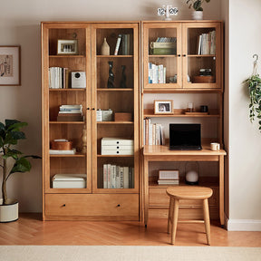 Cynthia Rubberwood Bookcase Set With Drawer/Chair/Single Desk Natural Wood