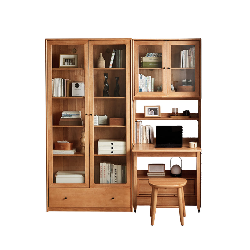 Cynthia Rubberwood Bookcase Set With Drawer/Chair/Single Desk Natural Wood