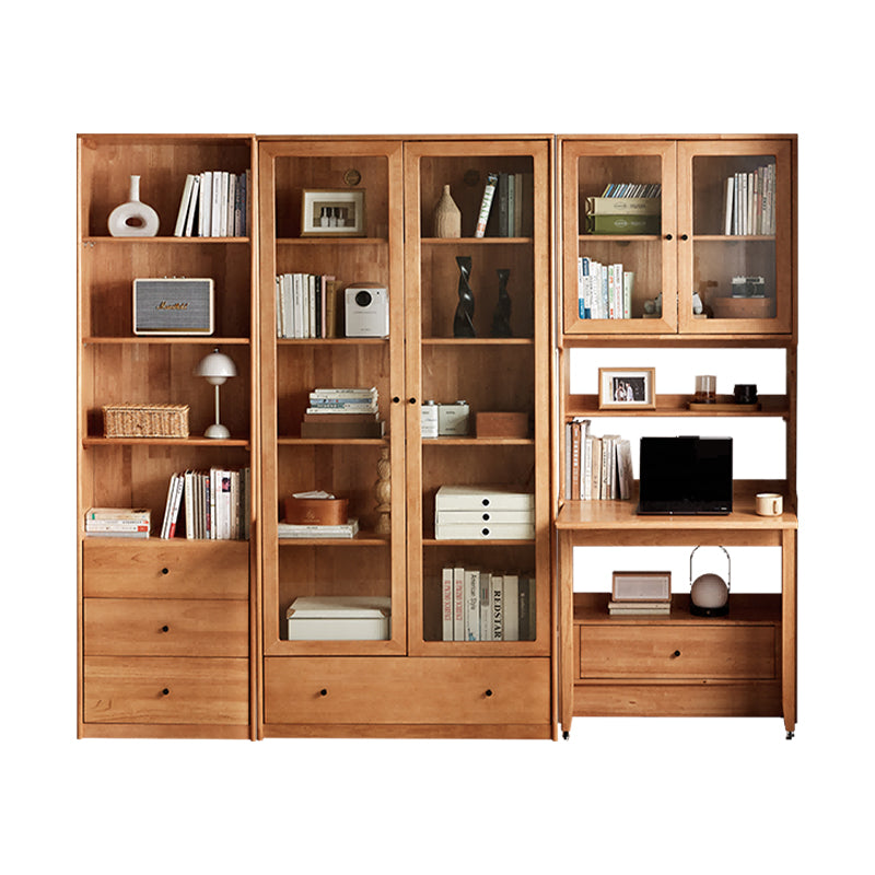 Cynthia Rubberwood Bookcase Set With Drawer/Chair/Single Desk Natural Wood