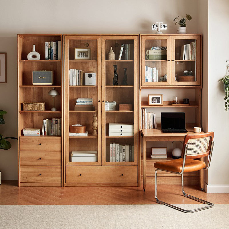 Cynthia Rubberwood Bookcase Set With Drawer/Chair/Single Desk Natural Wood