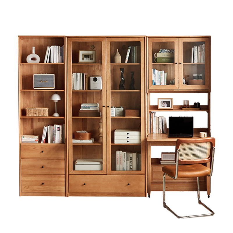 Cynthia Rubberwood Bookcase Set With Drawer/Chair/Single Desk Natural Wood
