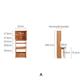 Cynthia Rubberwood Bookcase Set With Drawer/Chair/Single Desk Natural Wood