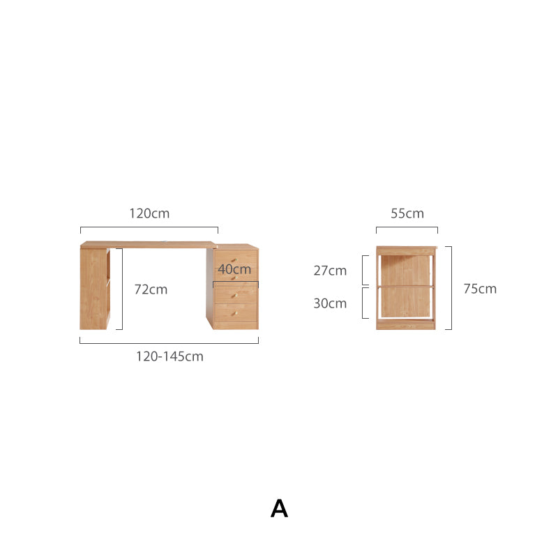 Brittany Single/Double Office Desk/Computer Table Set With Drawer/Chair/Bookcase Natural Wood