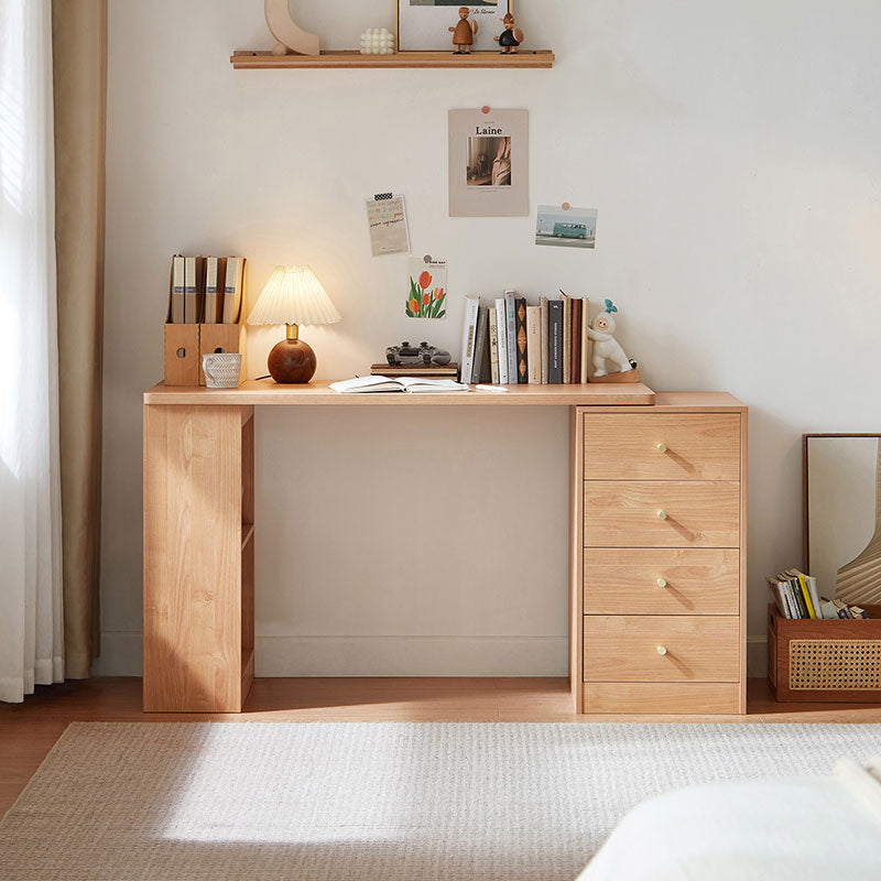 Brittany Single/Double Office Desk/Computer Table Set With Drawer/Chair/Bookcase Natural Wood