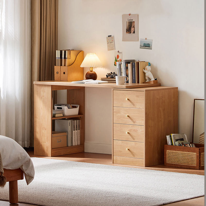 Brittany Single/Double Office Desk/Computer Table Set With Drawer/Chair/Bookcase Natural Wood