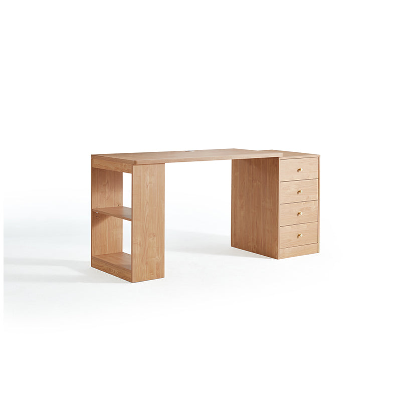 Brittany Single/Double Office Desk/Computer Table Set With Drawer/Chair/Bookcase Natural Wood