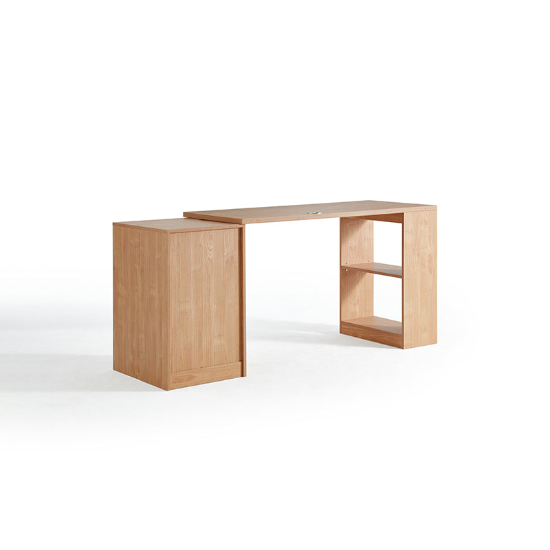 Brittany Single/Double Office Desk/Computer Table Set With Drawer/Chair/Bookcase Natural Wood
