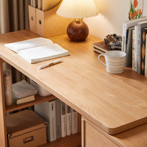 Brittany Single/Double Office Desk/Computer Table Set With Drawer/Chair/Bookcase Natural Wood