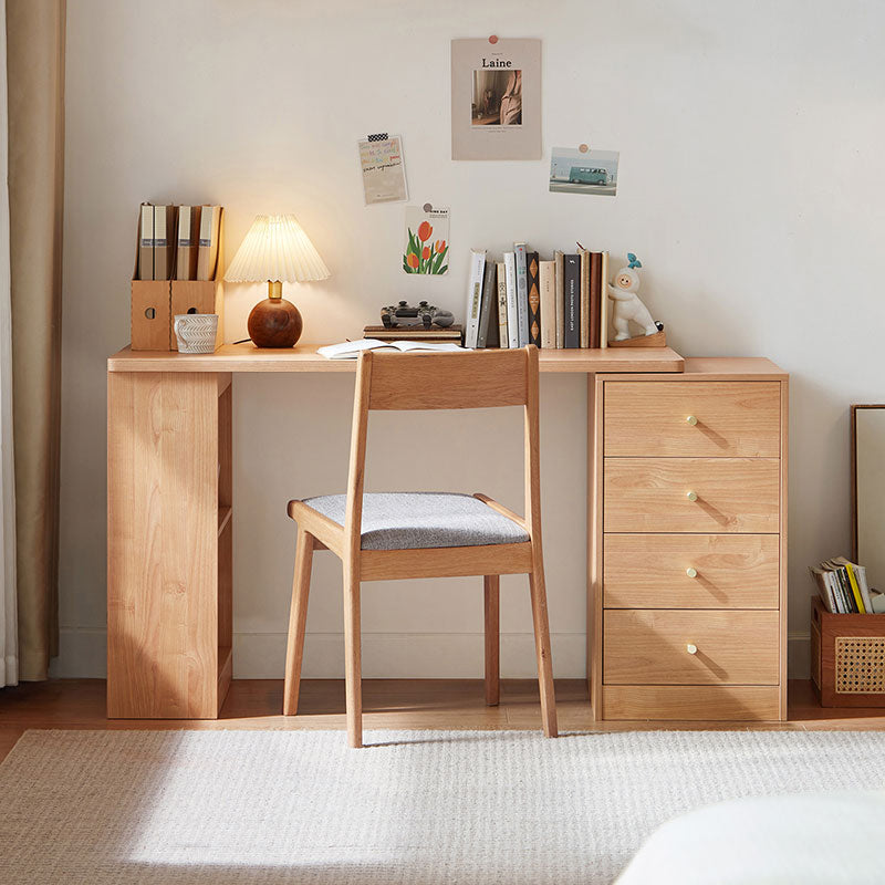 Brittany Single/Double Office Desk/Computer Table Set With Drawer/Chair/Bookcase Natural Wood