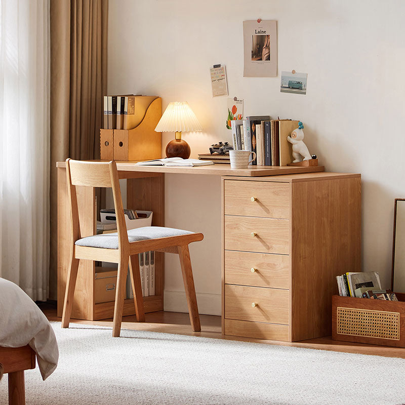 Brittany Single/Double Office Desk/Computer Table Set With Drawer/Chair/Bookcase Natural Wood