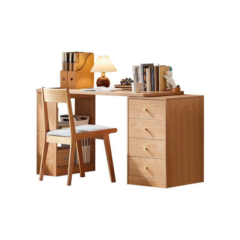 Brittany Single/Double Office Desk/Computer Table Set With Drawer/Chair/Bookcase Natural Wood