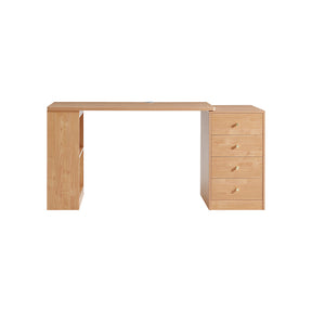 Brittany Single/Double Office Desk/Computer Table Set With Drawer/Chair/Bookcase Natural Wood