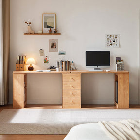 Brittany Single/Double Office Desk/Computer Table Set With Drawer/Chair/Bookcase Natural Wood