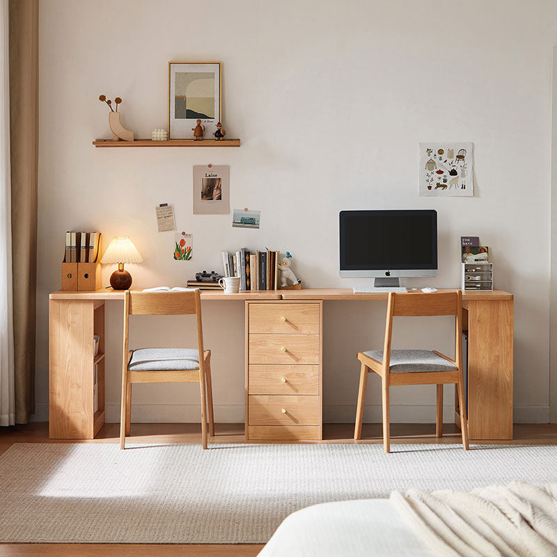 Brittany Single/Double Office Desk/Computer Table Set With Drawer/Chair/Bookcase Natural Wood