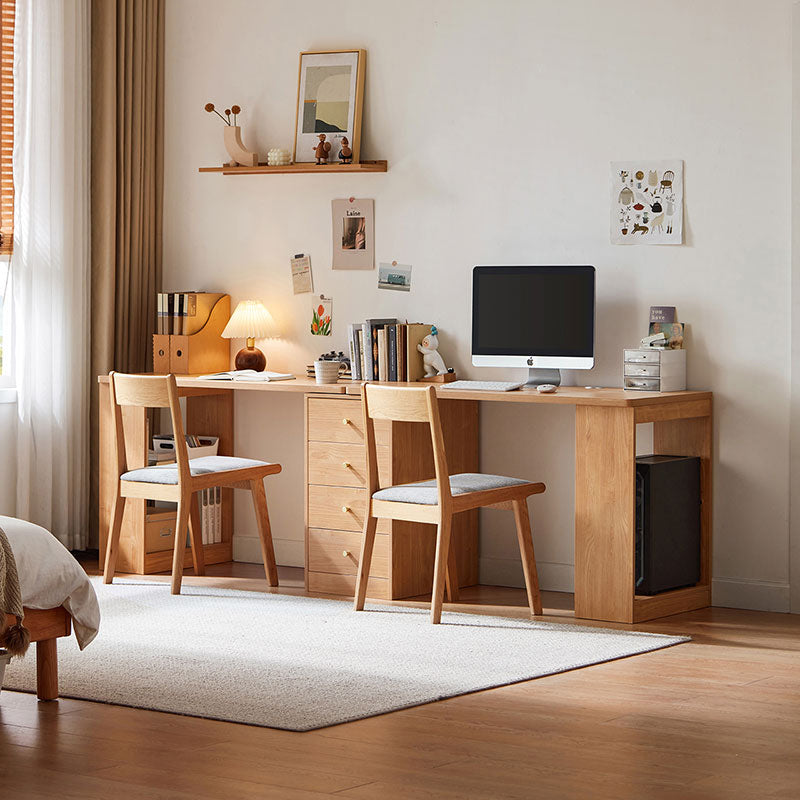 Brittany Single/Double Office Desk/Computer Table Set With Drawer/Chair/Bookcase Natural Wood