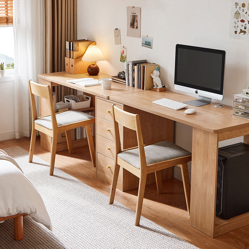 Brittany Single/Double Office Desk/Computer Table Set With Drawer/Chair/Bookcase Natural Wood