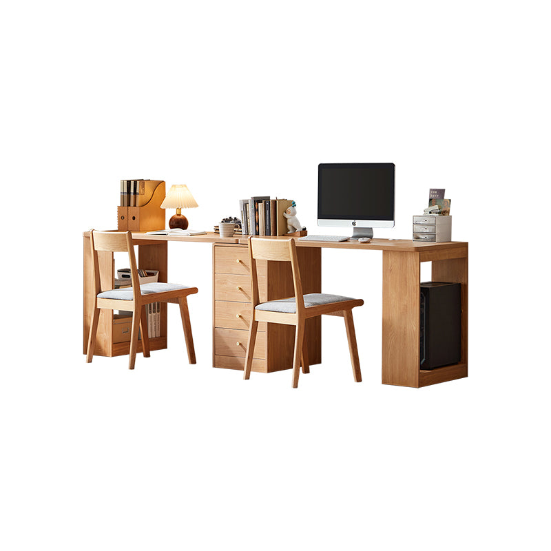 Brittany Single/Double Office Desk/Computer Table Set With Drawer/Chair/Bookcase Natural Wood