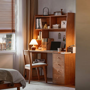 Brittany Single/Double Office Desk/Computer Table Set With Drawer/Chair/Bookcase Natural Wood
