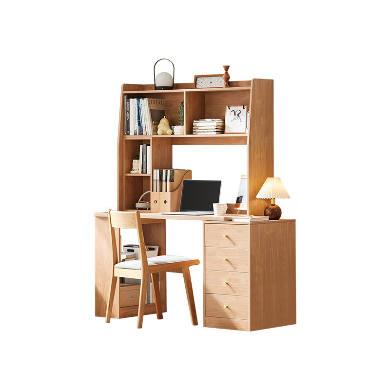 Brittany Single/Double Office Desk/Computer Table Set With Drawer/Chair/Bookcase Natural Wood