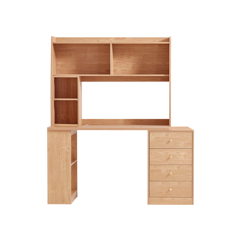 Brittany Single/Double Office Desk/Computer Table Set With Drawer/Chair/Bookcase Natural Wood