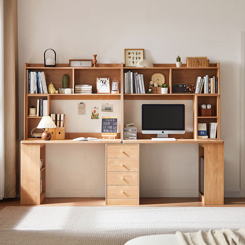 Brittany Single/Double Office Desk/Computer Table Set With Drawer/Chair/Bookcase Natural Wood