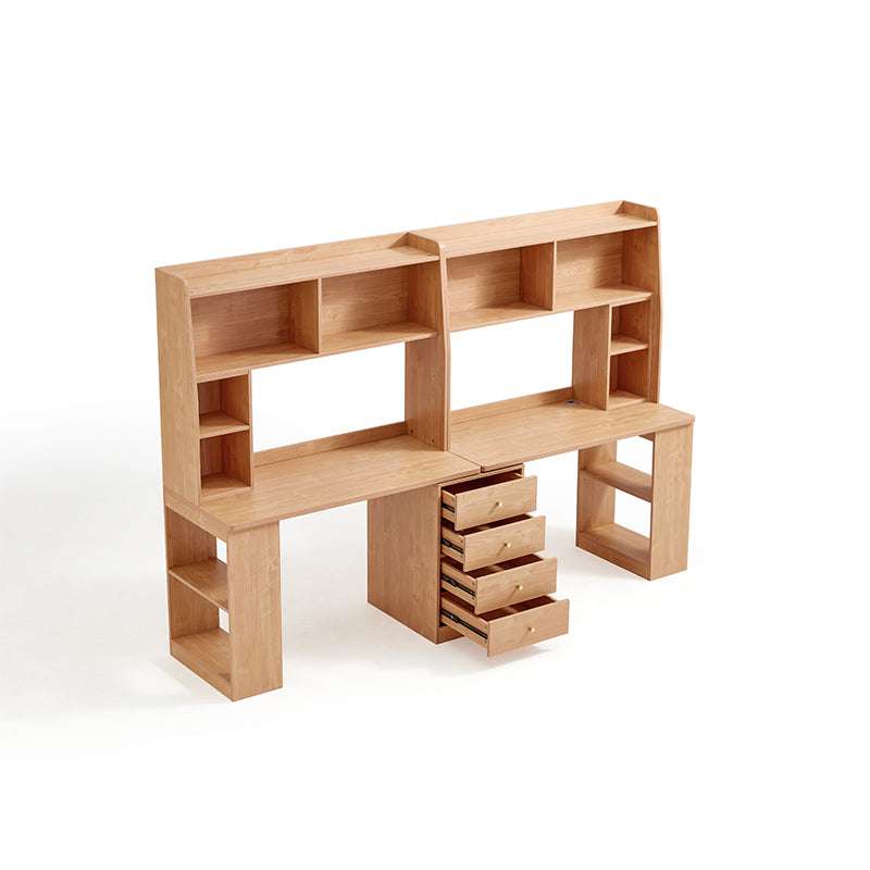 Brittany Single/Double Office Desk/Computer Table Set With Drawer/Chair/Bookcase Natural Wood