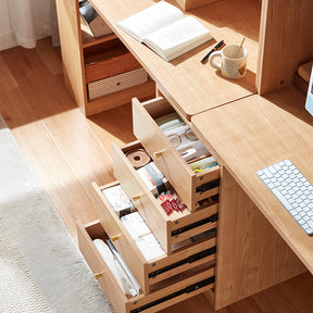 Brittany Single/Double Office Desk/Computer Table Set With Drawer/Chair/Bookcase Natural Wood