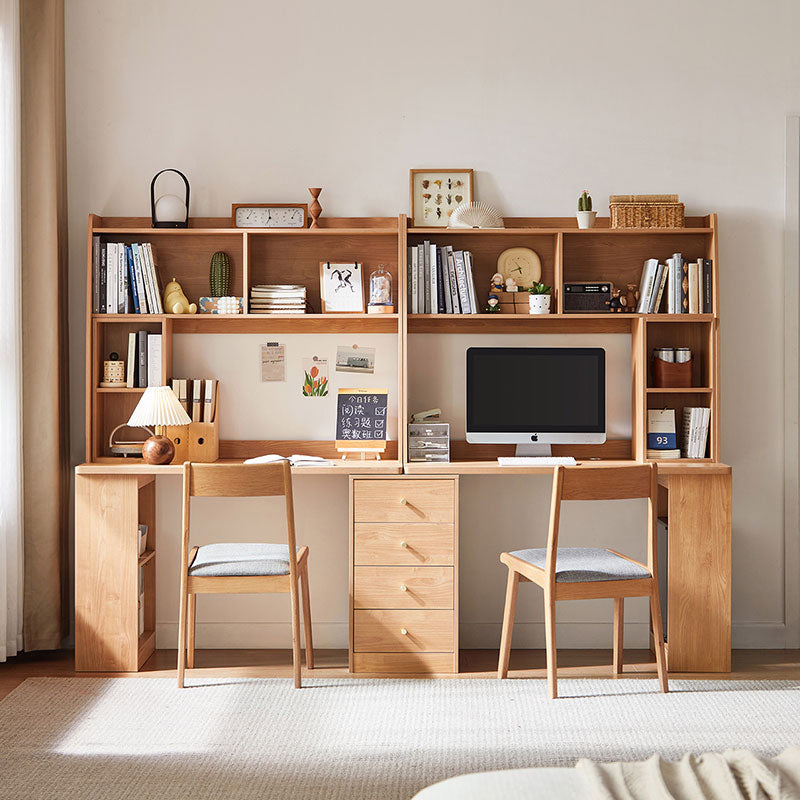 Brittany Single/Double Office Desk/Computer Table Set With Drawer/Chair/Bookcase Natural Wood