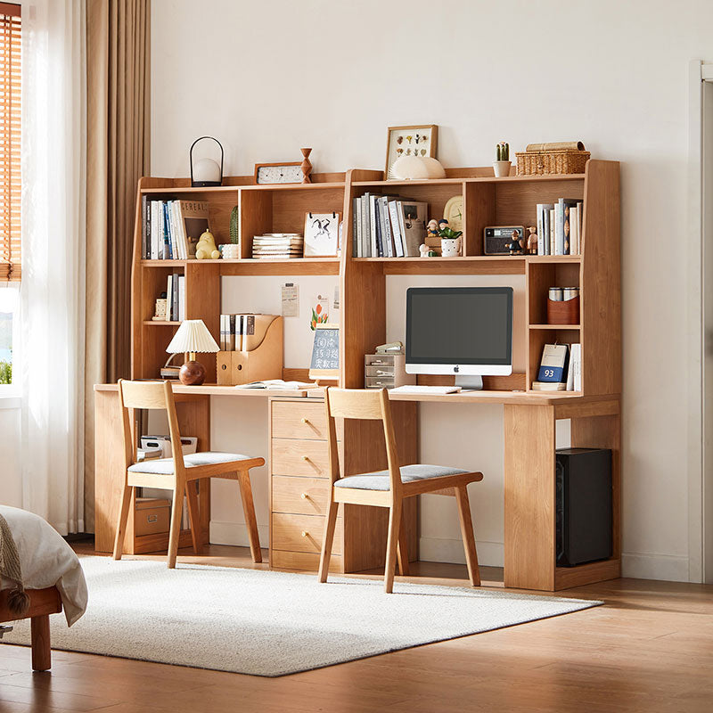 Brittany Single/Double Office Desk/Computer Table Set With Drawer/Chair/Bookcase Natural Wood