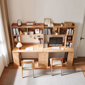 Brittany Single/Double Office Desk/Computer Table Set With Drawer/Chair/Bookcase Natural Wood