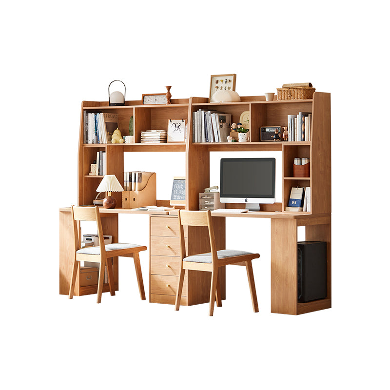 Brittany Single/Double Office Desk/Computer Table Set With Drawer/Chair/Bookcase Natural Wood