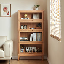 Angela 0.6m/0.8m Rubberwood Flip-door Bookcase Bookshelf/Storage Rack Multiple Color