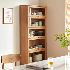 Angela 0.6m/0.8m Rubberwood Flip-door Bookcase Bookshelf/Storage Rack Multiple Color