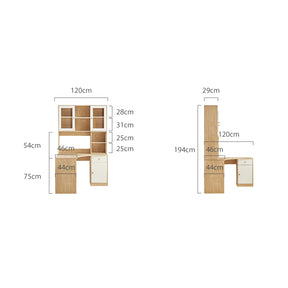 Amanda 1.2m Single Corner Office Desk/Computer Table Set Cabinet With Bookcase/Chair