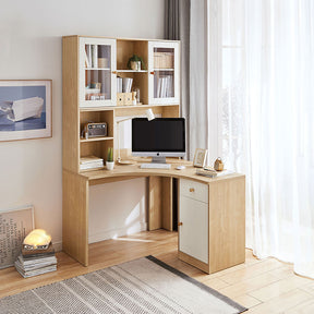 Amanda 1.2m Single Corner Office Desk/Computer Table Set Cabinet With Bookcase/Chair