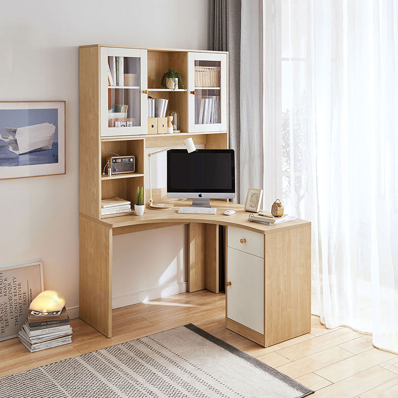 Amanda 1.2m Single Corner Office Desk/Computer Table Set Cabinet With Bookcase/Chair