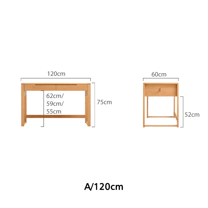 Eliana 90cm/120cm Solid Wood Height Adjustable Single Study/Office Desk/Table Set With Drawer/Bookcase/Chair For Study Room